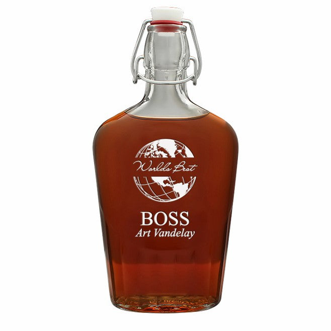 World's Best Boss 17 Oz Vintage Glass Flask