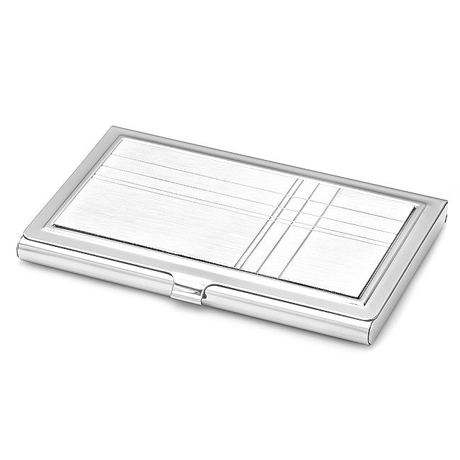 Stainless Steel Criss Cross Pattern Business Card Case - Executive Gift Shoppe