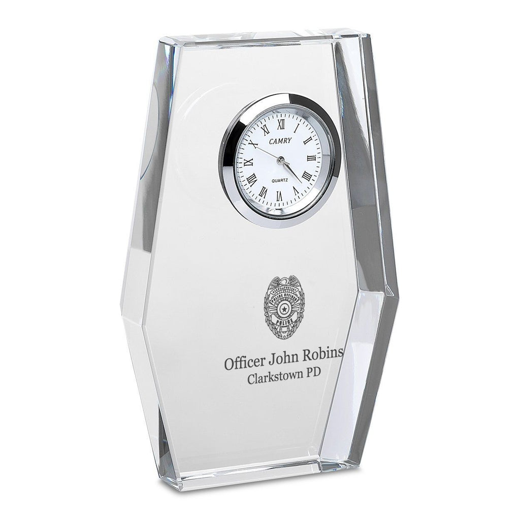 Police Officer Personalized Crystal Desk Clock