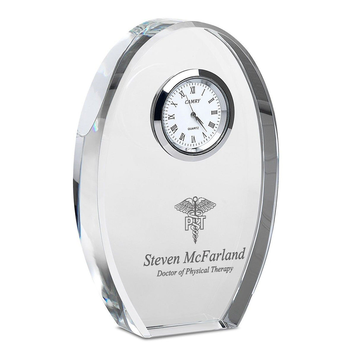 Physical Therapist Personalized Oval Crystal Desk Clock