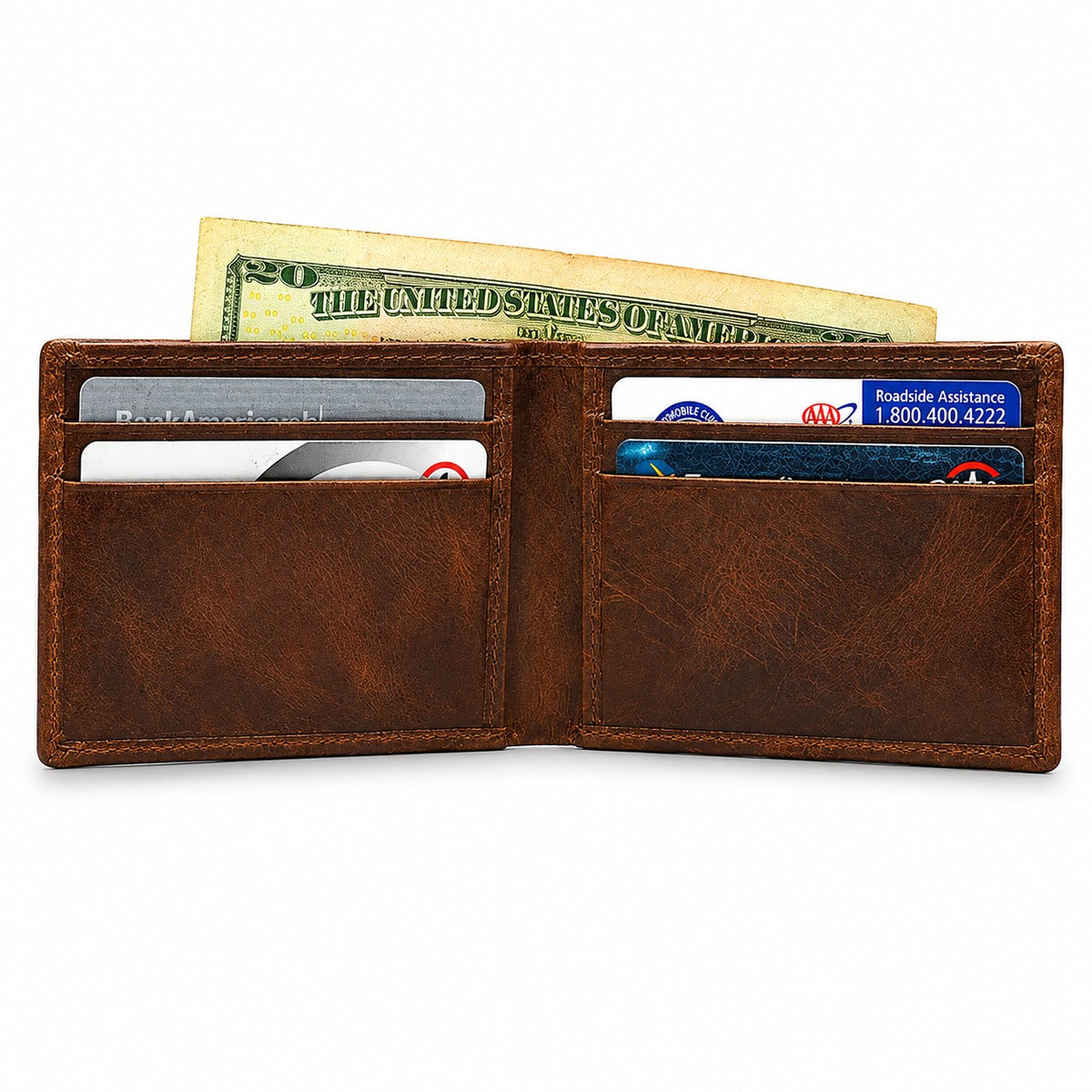 Executive Collection RFID Blocking Brown Leather Slim Front Pocket Wallet
