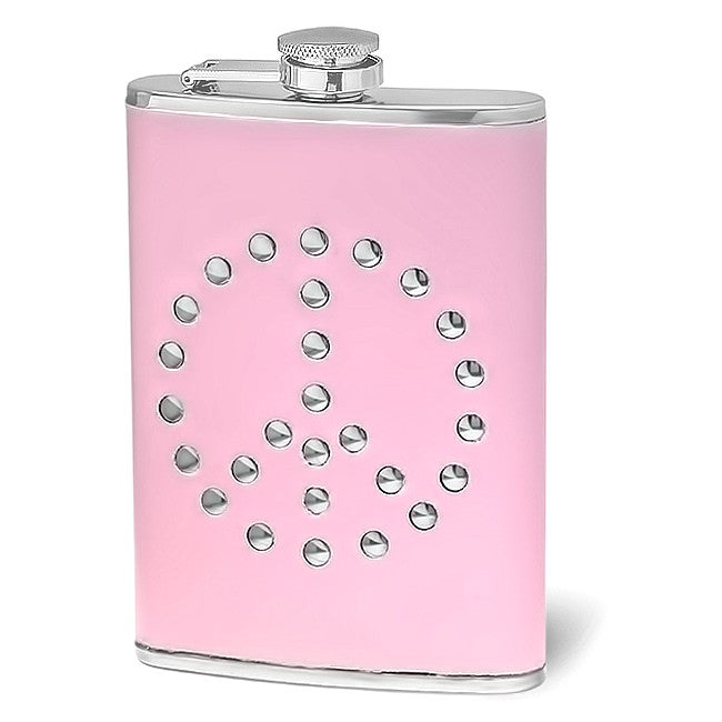 Peace Symbol Pink Flask - Executive Gift Shoppe