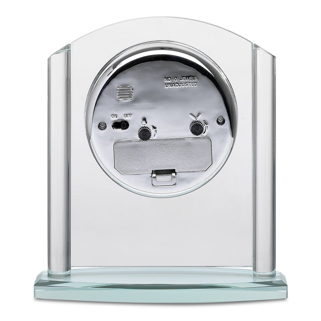 Arched Glass Personalized Desk Clock with Silver Finish Base