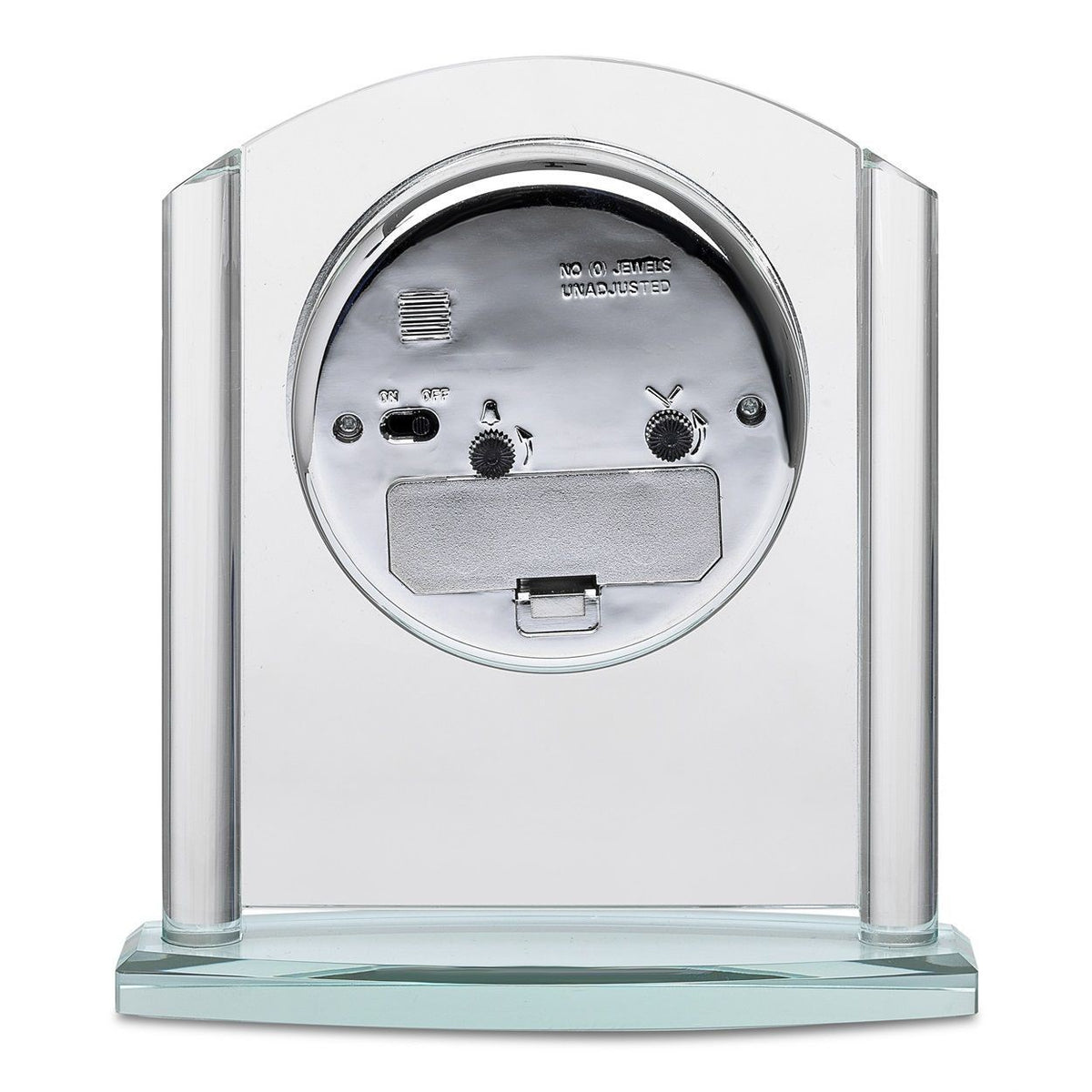 Arched Glass Personalized Desk Clock with Silver Finish Base