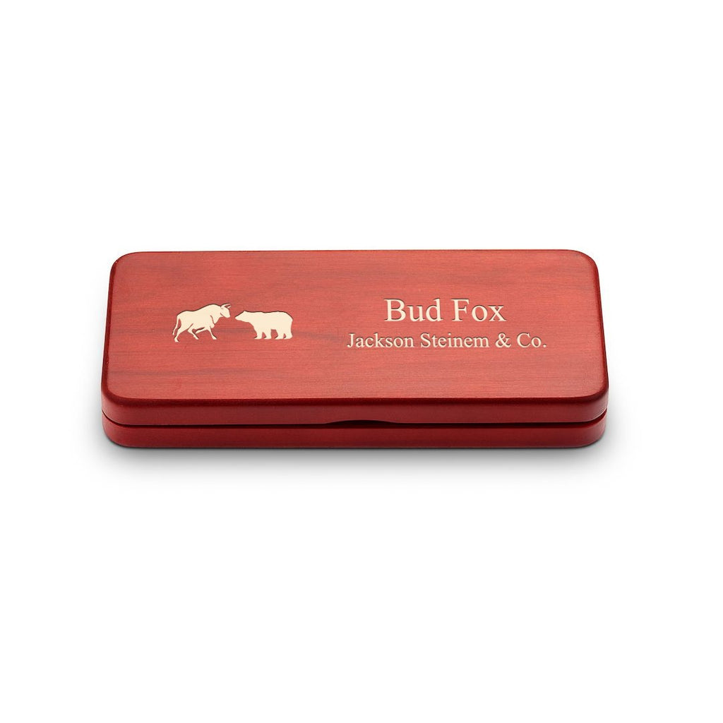 Elegance Collection Cherry Finish Personalized Pen & Pencil Set - Bull & Bear Theme