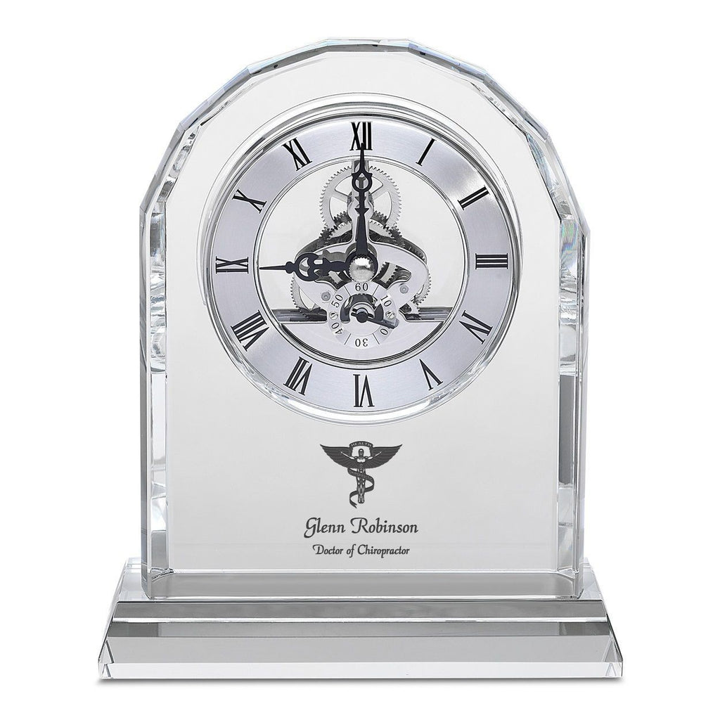Chiropractor Solid Crystal Personalized Quartz Clock With Arched Top