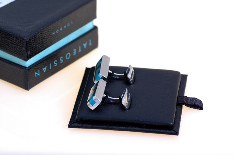 Sterling Silver & African Turquoise Dash Collection Cufflinks by Tateossian