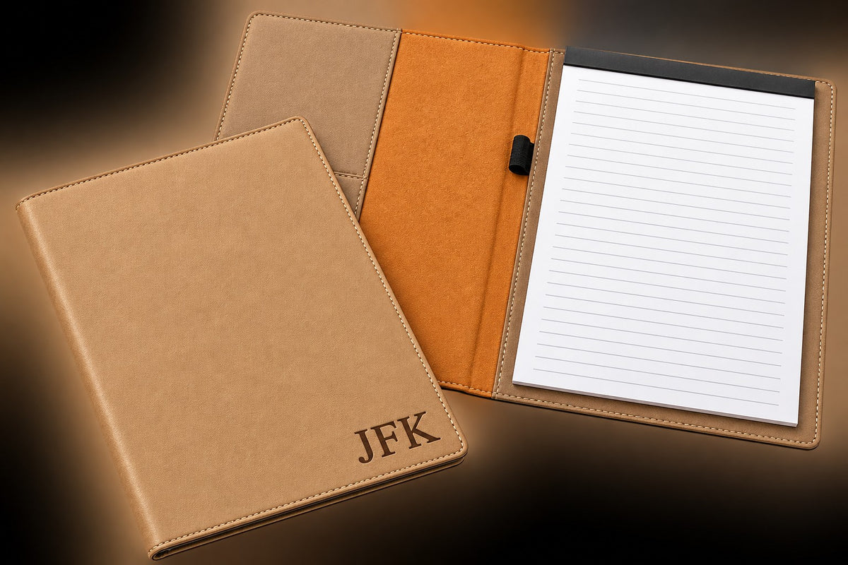 Tan Small Portfolio & Notebook with Personalized Initials
