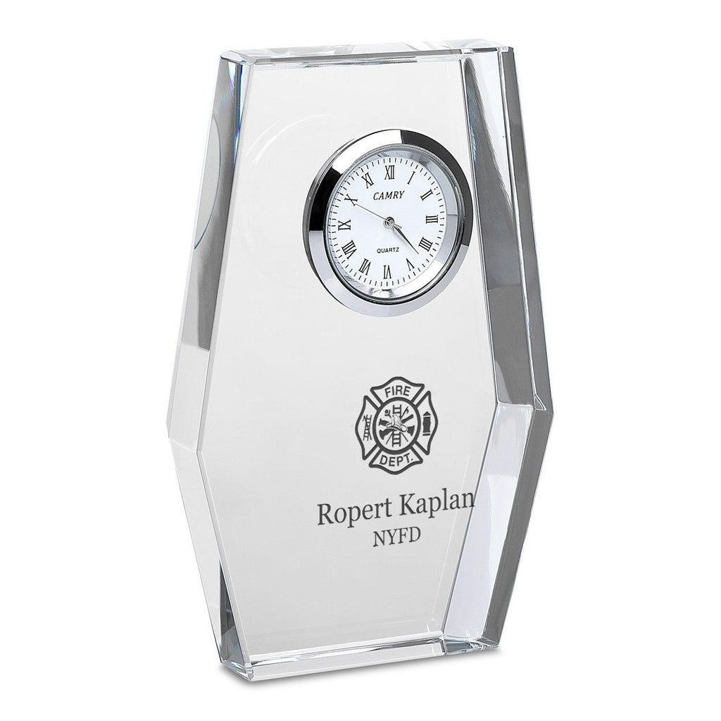 Firefighter Personalized Crystal Desk Clock