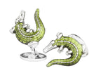 Hand Painted Enamel & Sterling Silver Crocodile Cufflinks