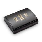 Script Monogram Laser Engraved Three Piece Black & Silver Pen & Pencil Gift Set