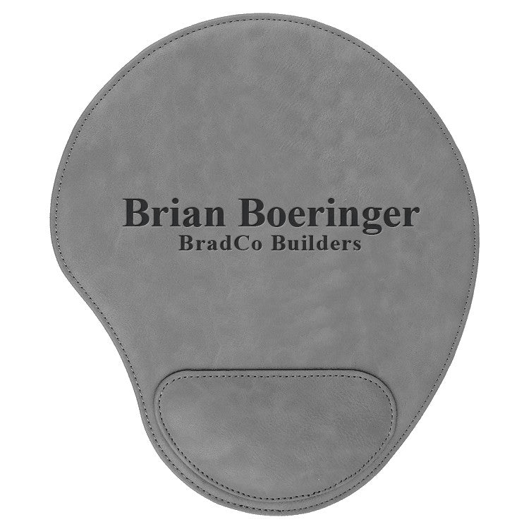 Personalized Gray & Black Leatherette Mousepad