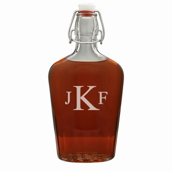 Roman Monogram Large Vintage Glass Flask - Executive Gift Shoppe