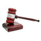 Personalized Rosewood Gavel & Sounding Block Gift Set With Silver Band