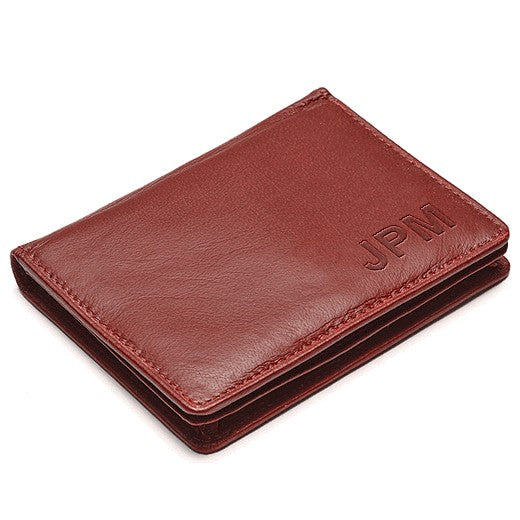 Snap Closure Leather Card Case Wallet - Free Personalization