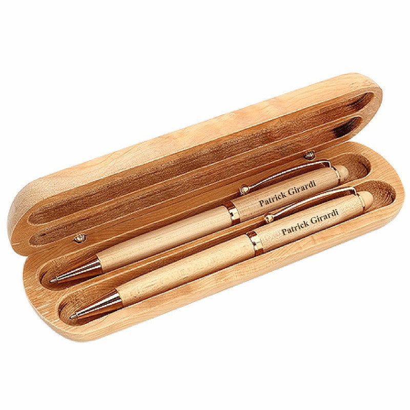 US Air Force Theme Maple Wood Double Pen and Box Set