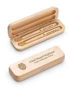 Police Theme Laser Engraved Maple Wood Double Pen and Box Set