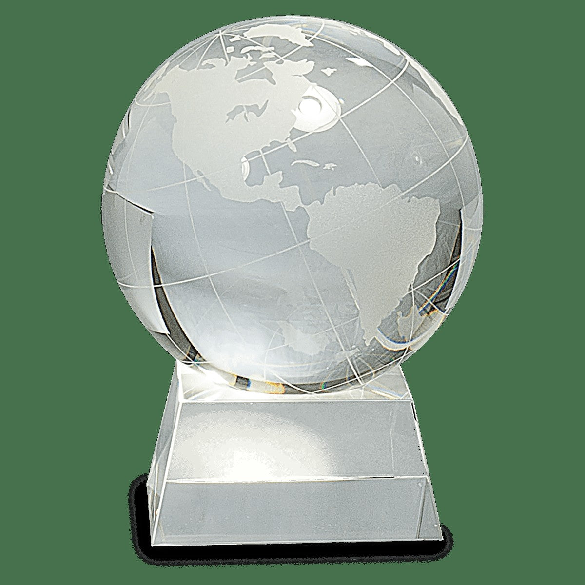 Clear Crystal Globe With Laser Engraved Pedestal Base - 5 1/2" Height