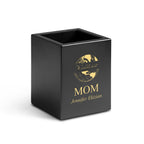 Cherry Finish Wood World's Best Mom Personalized Pen and Pencil Cup
