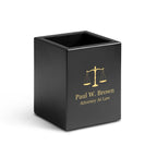 Cherry Finish Wood Lawyer Theme Personalized Pen and Pencil Cup