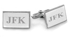 Sterling Silver Rectangular Beaded Engravable Cufflinks