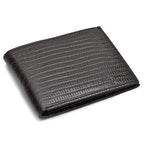 Men's Bifold Lizard Print Italian Leather Wallet with ID Flap