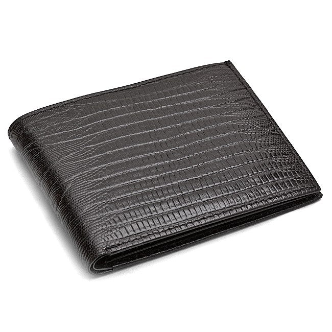Men's Bifold Lizard Print Italian Leather Wallet with ID Flap