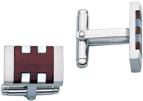 Havana Collection Stainless Steel, Rosewood & Mother-of-Pearl Cufflinks