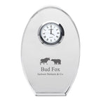 Bull & Bear Personalized Oval Crystal Desk Clock