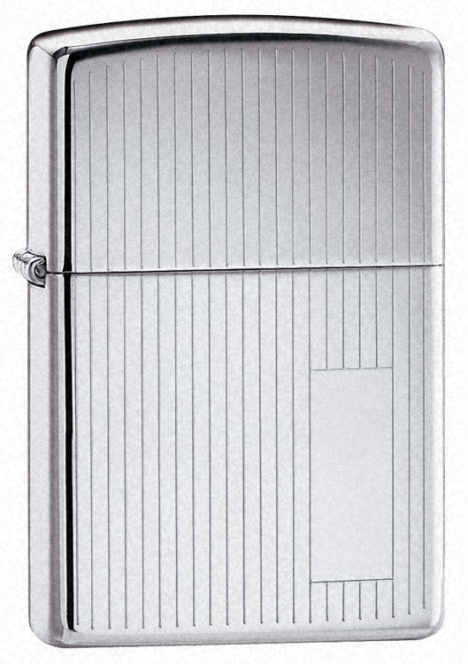 Engine Turned High Polish Chrome Engravable Zippo Lighter