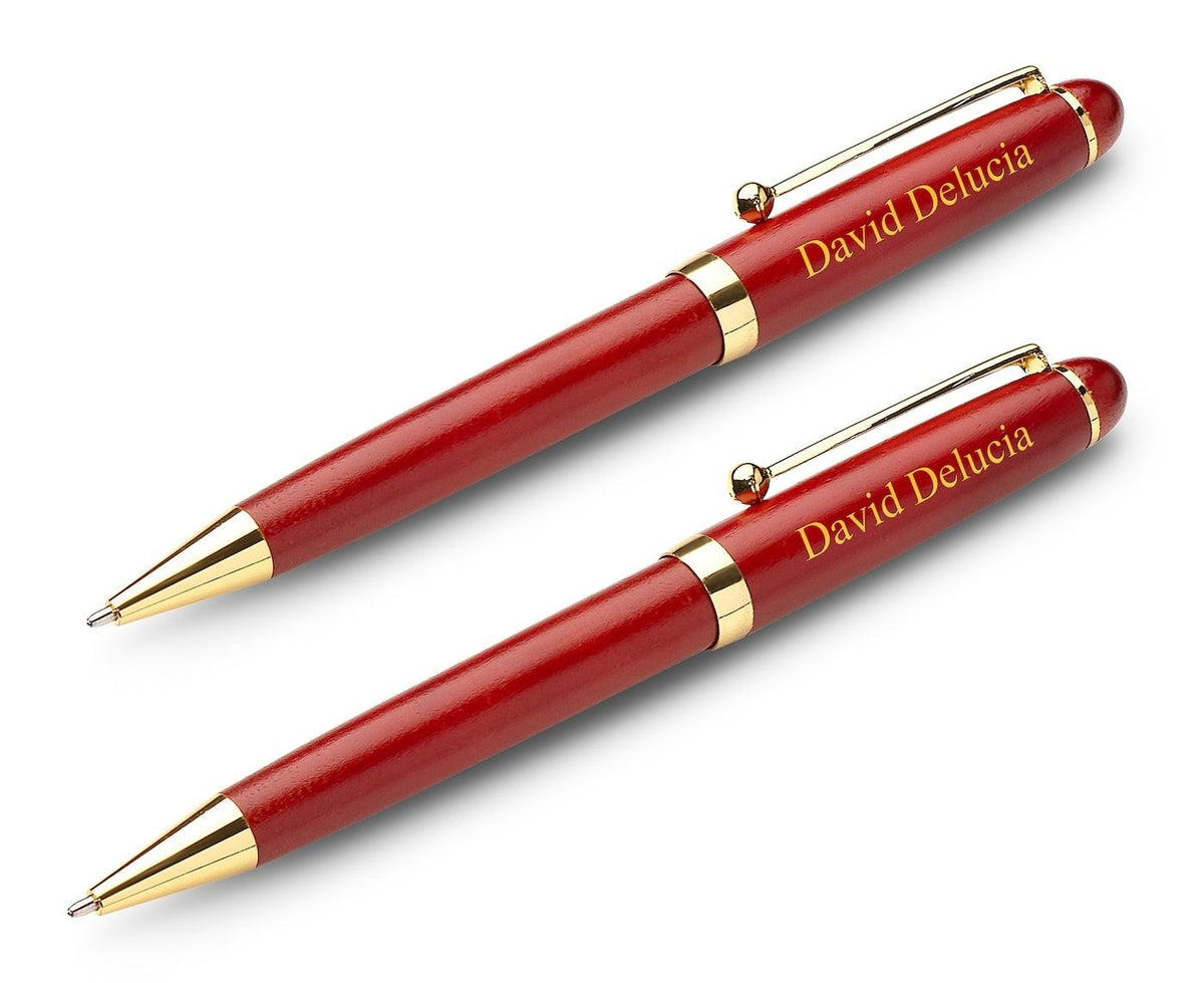 Personalized Cherrywood Double Pen and Box Set - Executive Gift Shoppe