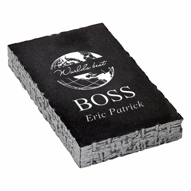 World's Best Boss Black Marble Paperweight