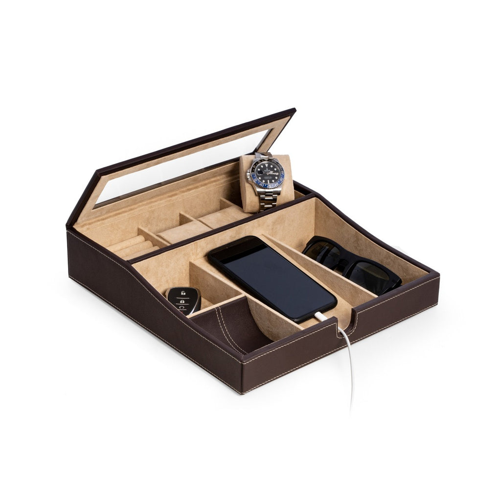 Leather Valet Box With Phone Tray