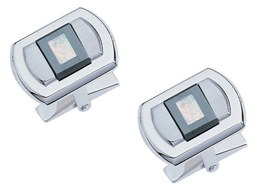 Manhattan Collection Sterling Silver, Mother-of-Pearl & Hematite Cufflinks