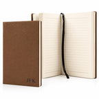 Dark Brown Journal with Black Satin Bookmark with Personalized Initials