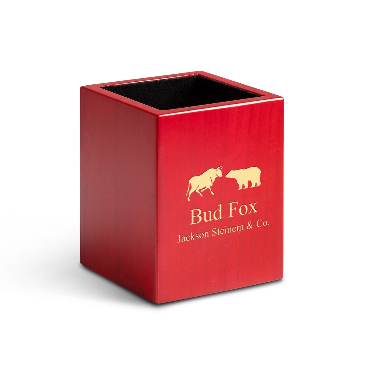Rose Finished Wood Wall Street Theme Personalized Pen and Pencil Cup