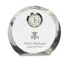 Nurse Personalized Round Premier Crystal Clock with Beveled Edges