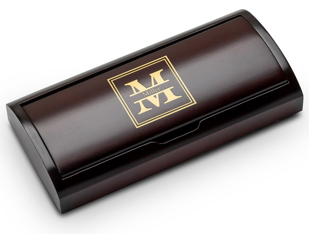 Split Monogram Theme Personalized Two Piece Pen Set with Wood Box