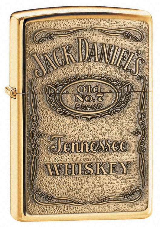 Jack Daniel's Label Brass Emblem High Polish Brass Zippo Lighter - ID# 254bjd-428