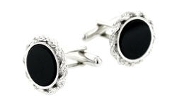 Rope edge cufflinks with onyx