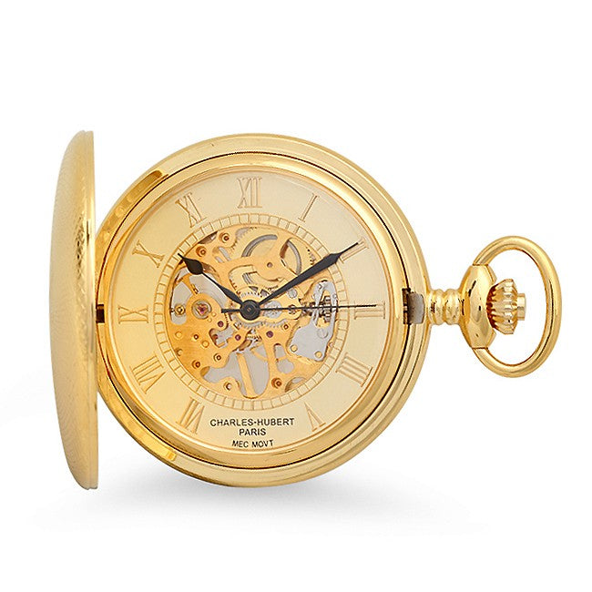 Gold Mechanical Charles Hubert Pocket Watch & Chain #3861-G - Executive Gift Shoppe