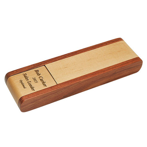 Laser Engraved Flip Over Wooden Pen Stand & Pen