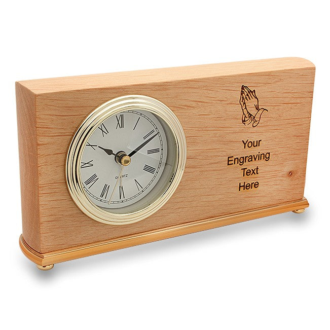 Praying Hands Red Alder Desk Clock