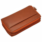 Premium Leather Double Zipper Closing Lady's Checkbook Clutch