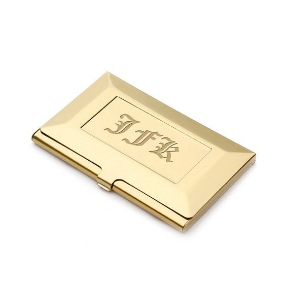 Brass Frame Style Engraved Business Card Holder - Executive Gift Shoppe