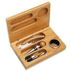 Man Cave Bamboo 4 Piece Wine Tool Set
