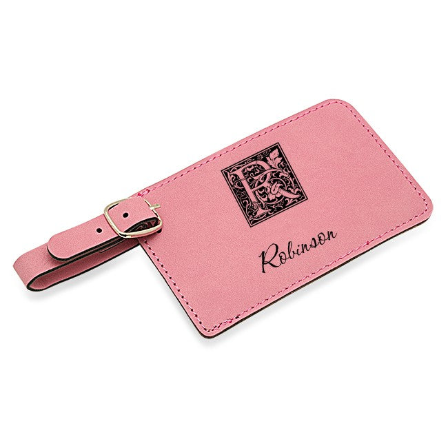 Initial Monogram Pink Luggage Tag