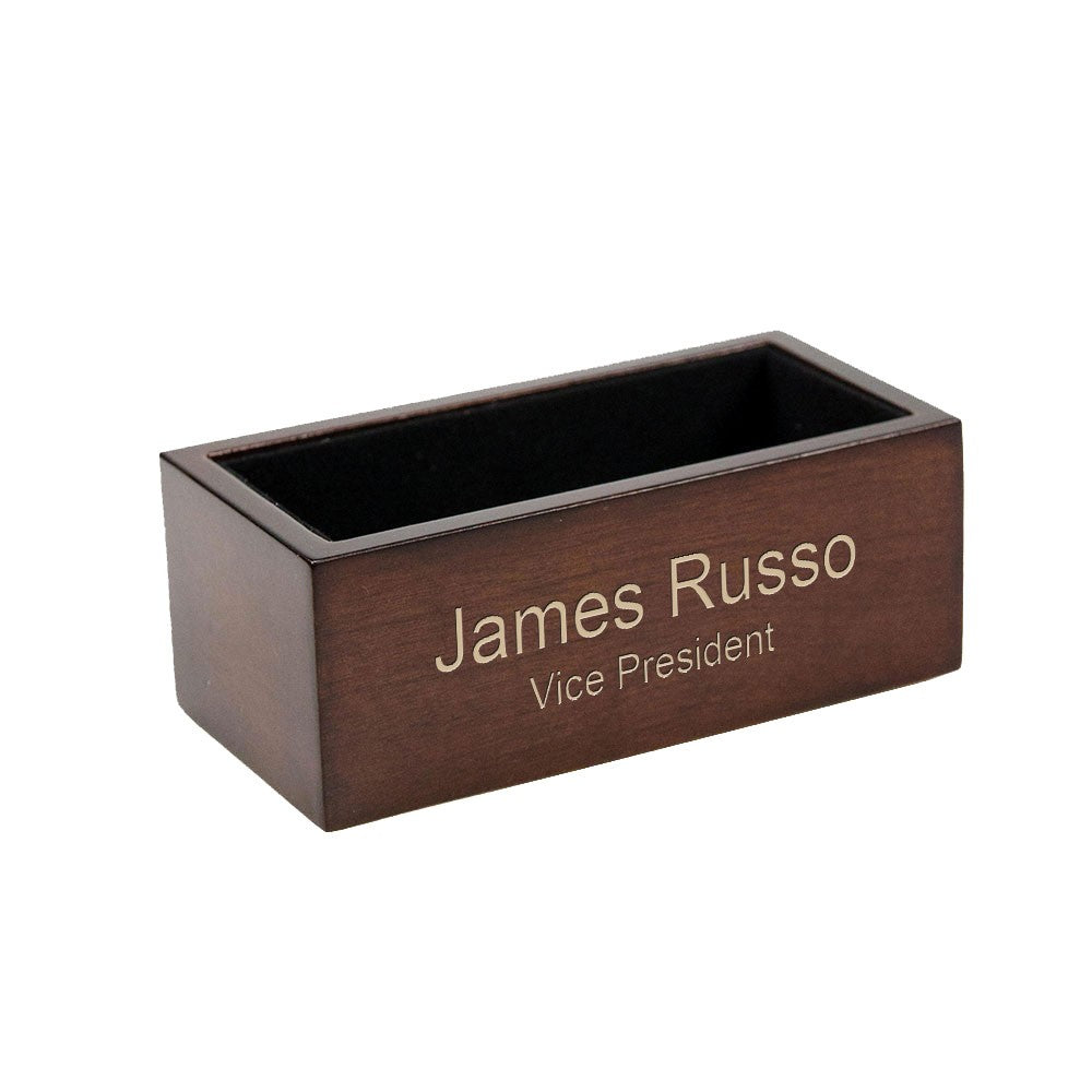 Espresso Finish Wooden Desktop Business Card Holder - Executive Gift Shoppe