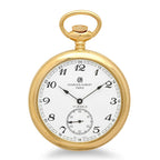 Gold Open Faced Mechanical Charles Hubert Pocket Watch & Chain #3756-GA - Executive Gift Shoppe