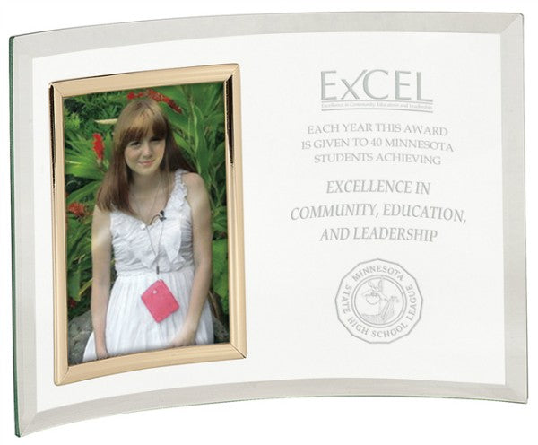 Personalized Glass Crescent With Vertical Photo Frame